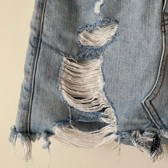 Express Distressed Denim Mini Skirt - Picture 3 of 11